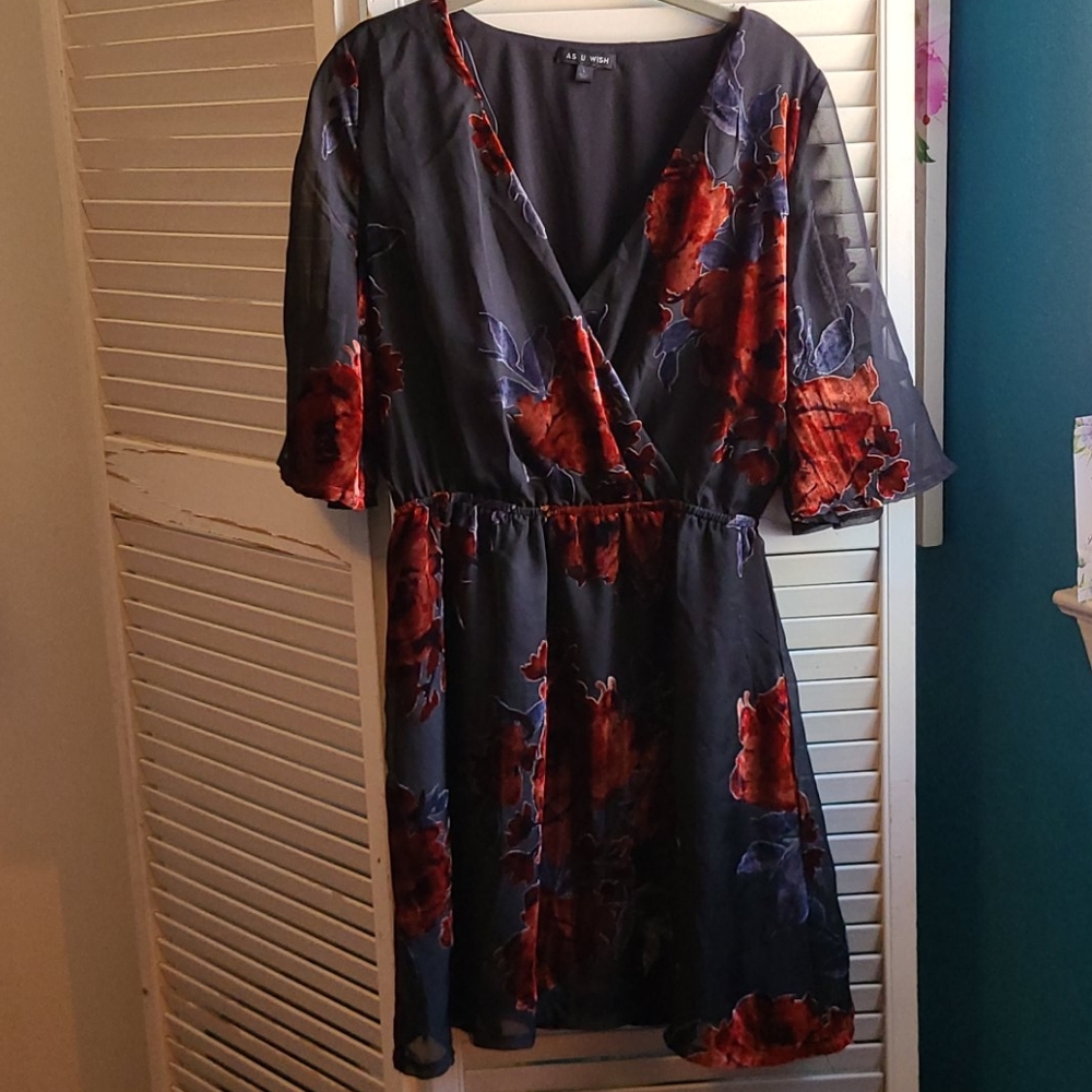 As U Wish, dress with sheer sleeves and velvet